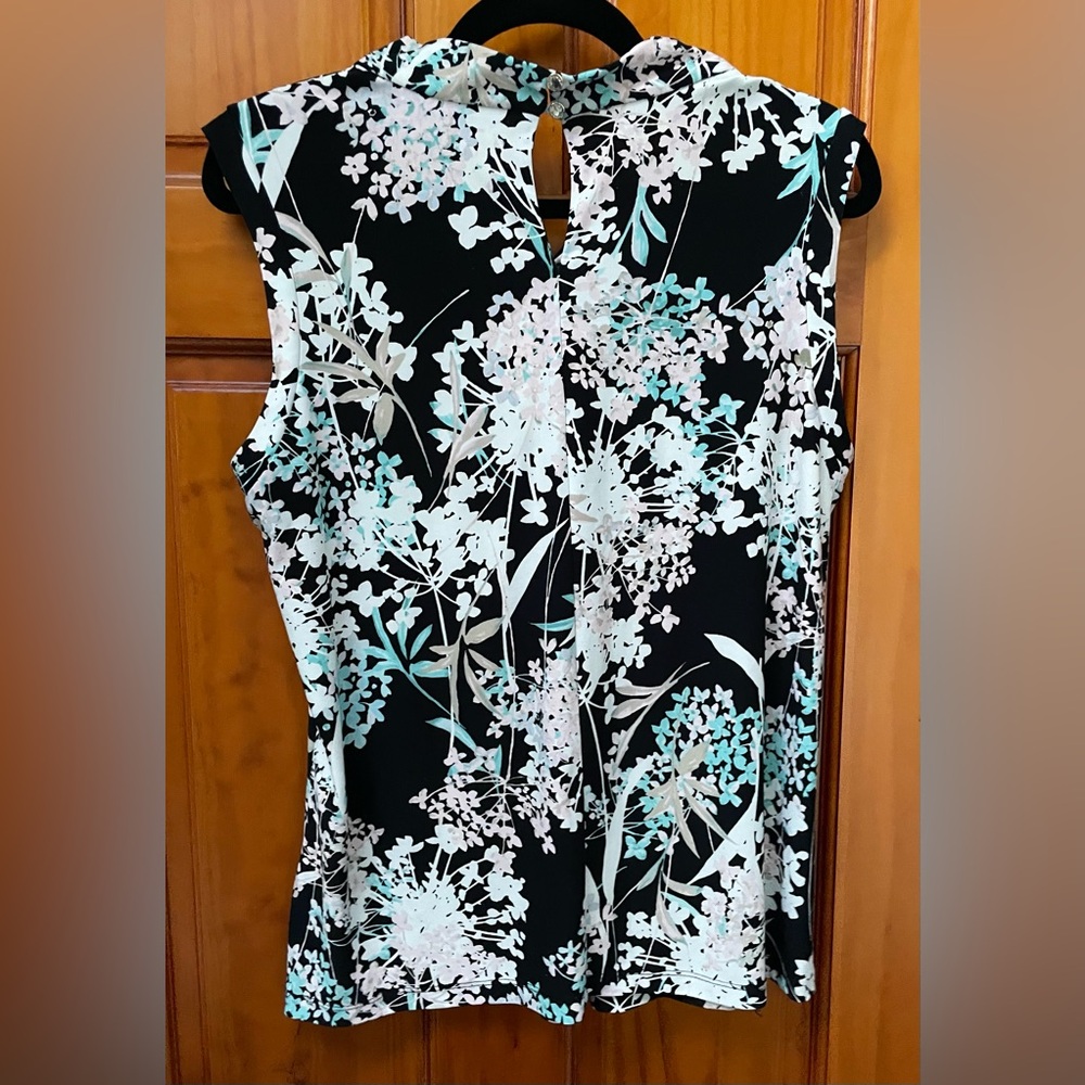 RESERVED VVA Tommy Hilfiger Womens Floral Print Knot Neck Knit Top Black Multi - Picture 6 of 11